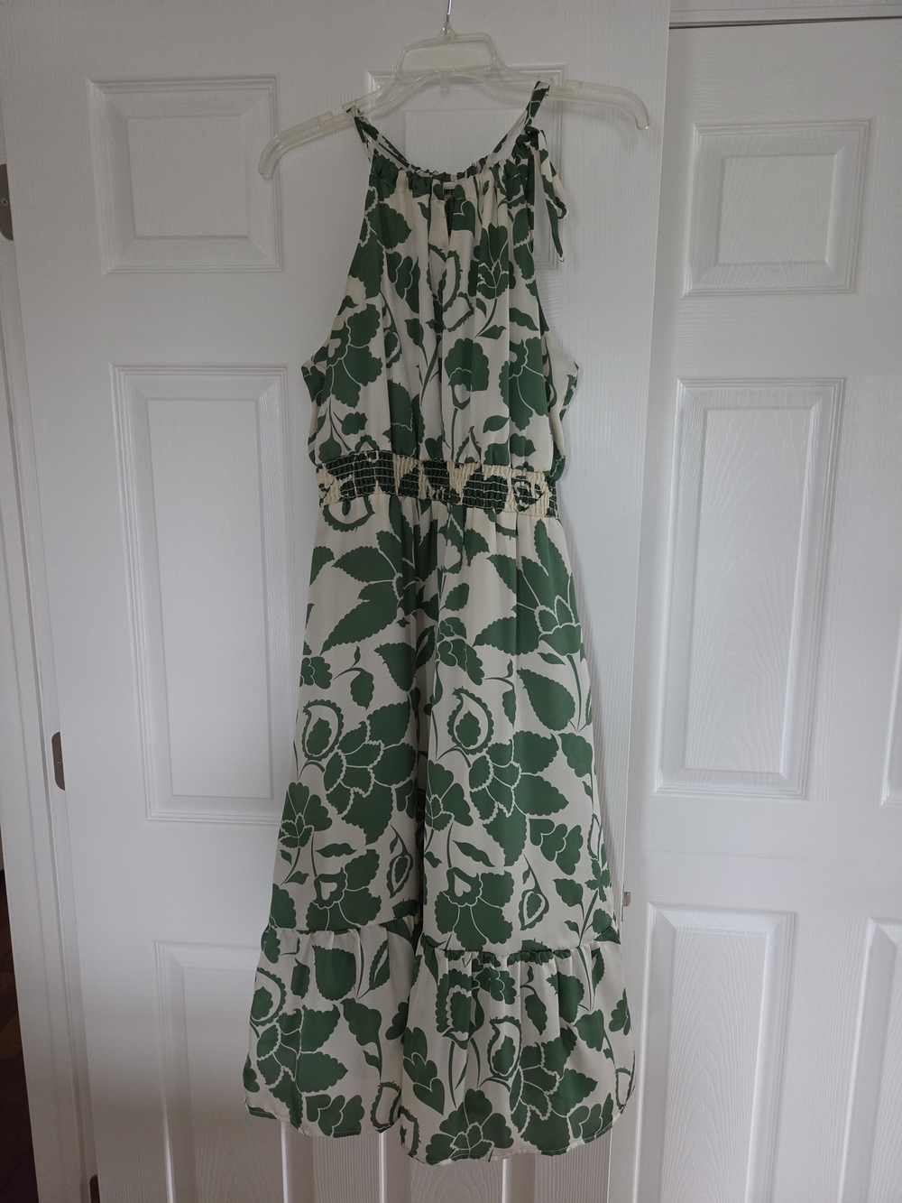 Gilli Cream Midi Dress with Green Floral Print (size L)